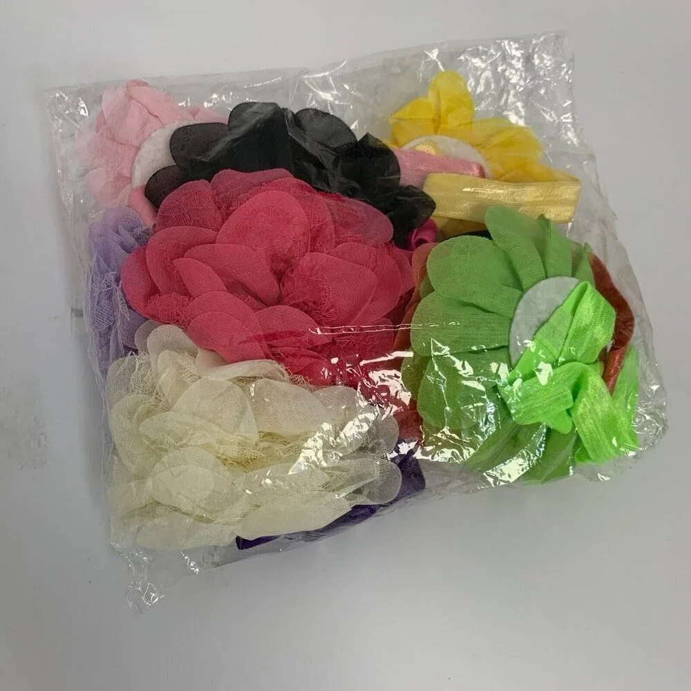Flower Stretch Multicolor Hairbands For Children Hair Accessoies Pack of 9